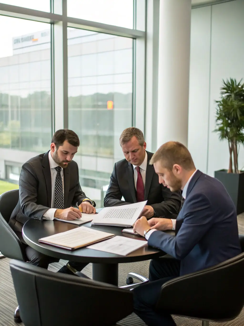 A diverse group of people in a courtroom setting, representing the firm's commitment to representing businesses in various legal disputes.
